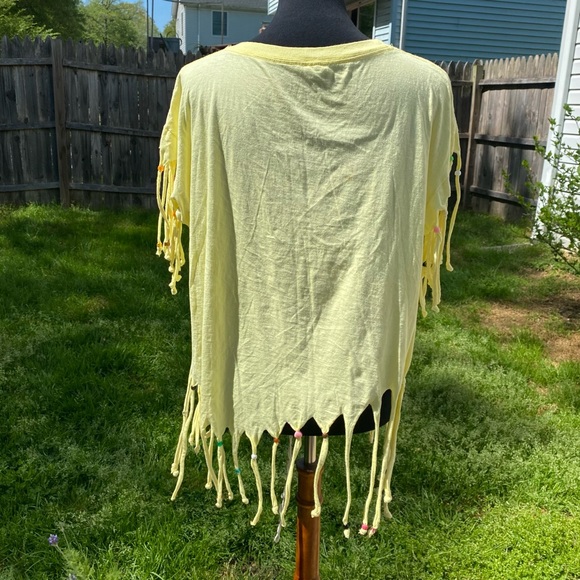 Vintage 90’s  St. Martin’s Palm Tree Fringe Beaded T-shirt Cover-Up - Picture 5 of 10